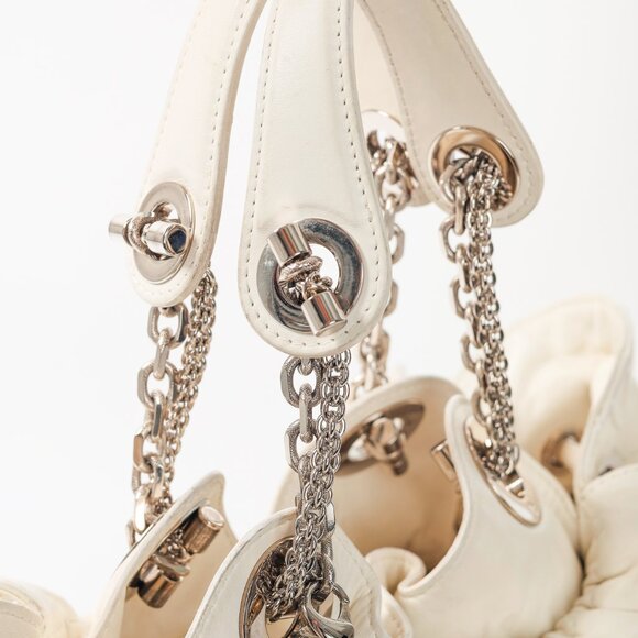 Christian Dior Le Trente White Cannage Leather Ruffle Tote - Picture 6 of 13